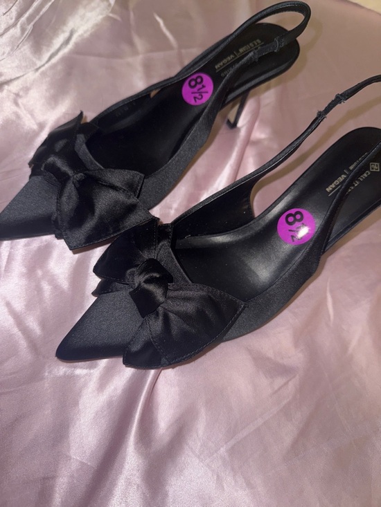 NWT Call It Spring Black Bow Coquette Pointed-Toe Slingback Heels - Picture 4 of 6